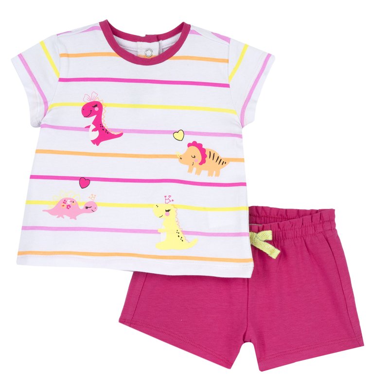 SET 2: T-SHIRT SHORT SLEEVE + SHORTS - WHITE