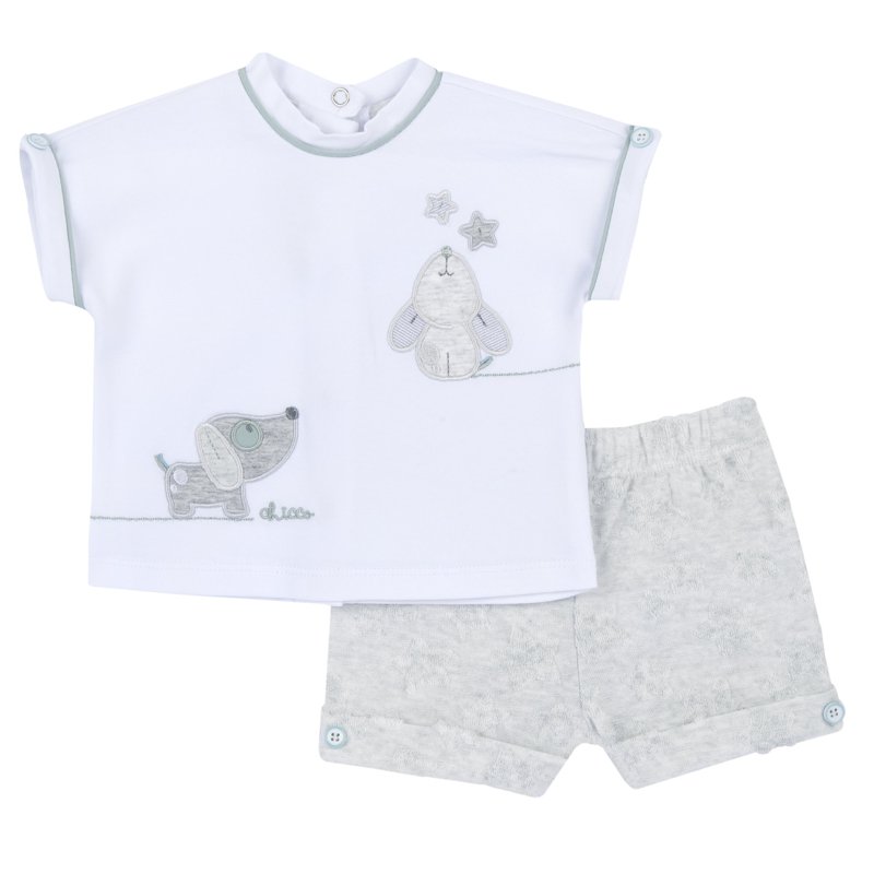 SET 2: T-SHIRT SHORT SLEEVE + SHORTS - LIGHT GREY