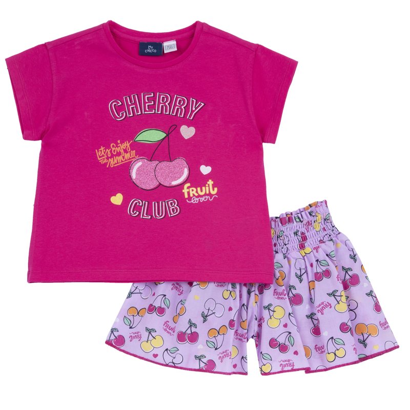 SET 2: T-SHIRT SHORT SLEEVE + SHORTS - DARK PINK