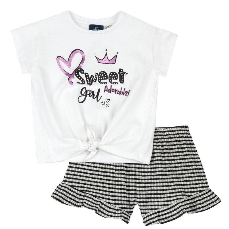 SET 2: T-SHIRT SHORT SLEEVE + SHORTS - WHITE