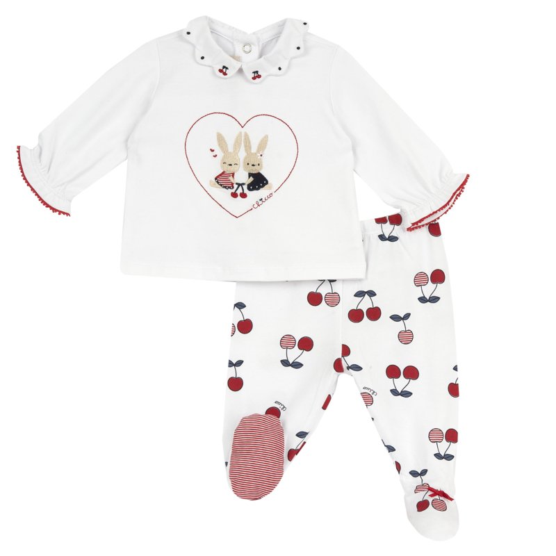 SET 2: BABY SWEATER + LEGGINGS - WHITE/RED/GREY