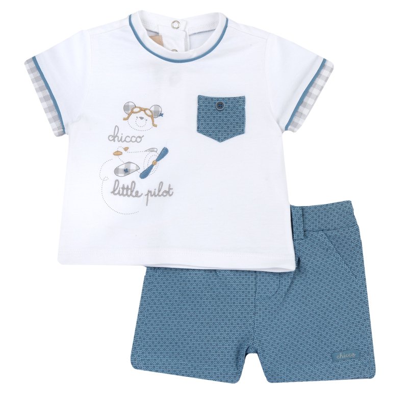 SET 2: T-SHIRT SHORT SLEEVE + SHORTS - MEDIUM LIGHT BLUE