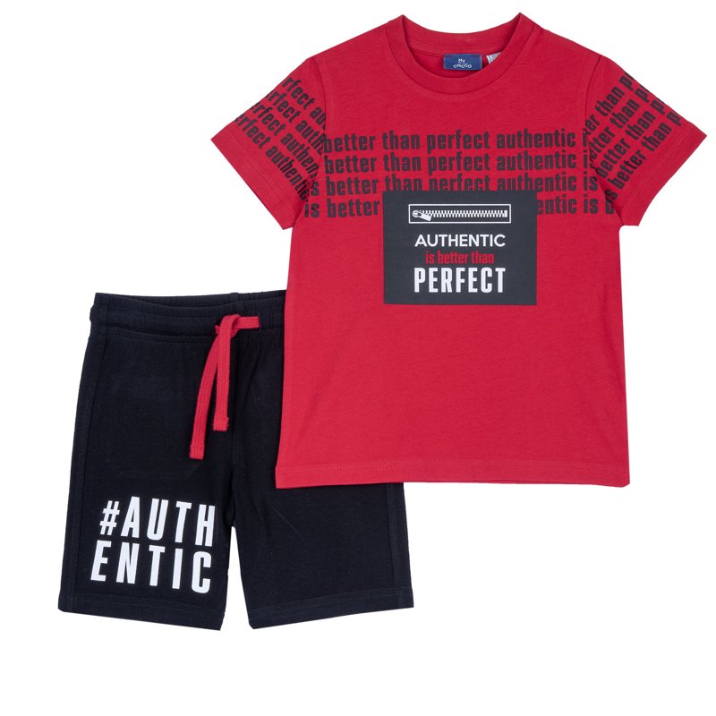 SET 2: T-SHIRT SHORT SLEEVE + SHORTS - MEDIUM RED