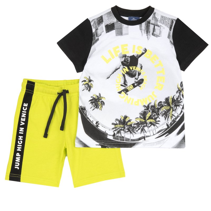 SET 2: T-SHIRT SHORT SLEEVE + SHORTS - LIGHT GREEN