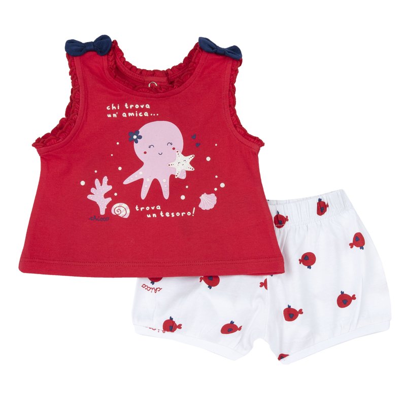 SET 2: TANK TOP + SHORTS - WHITE/RED/GREY