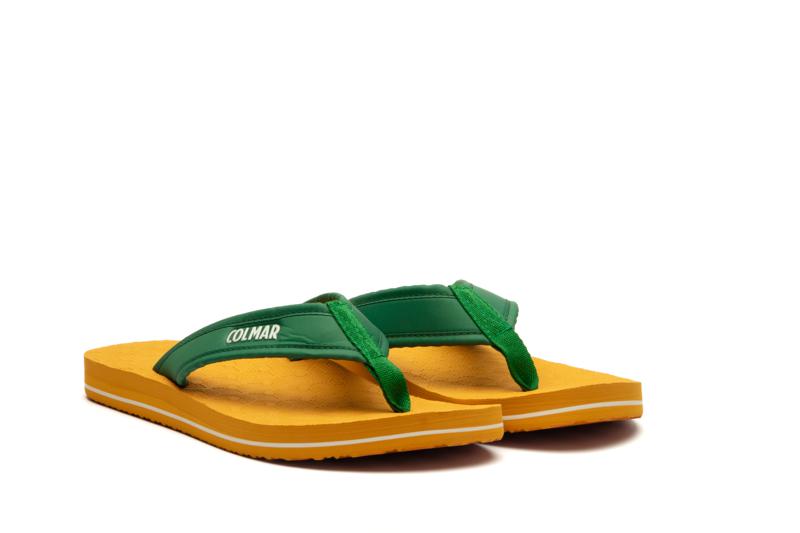 FLIP FLOPS - BOTTLE GREEN/YELLOW