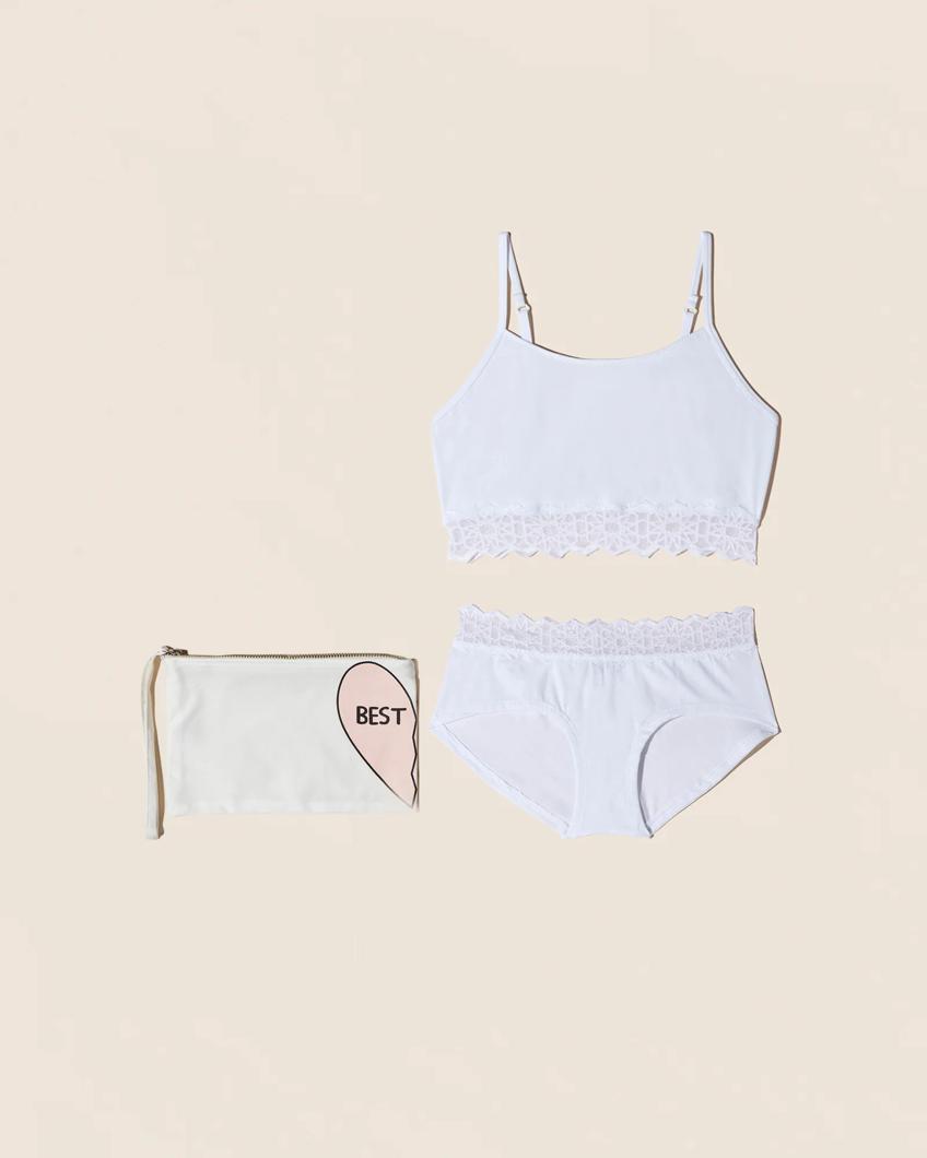 SET 2: BRA + SLIPS - STAR/WHITE