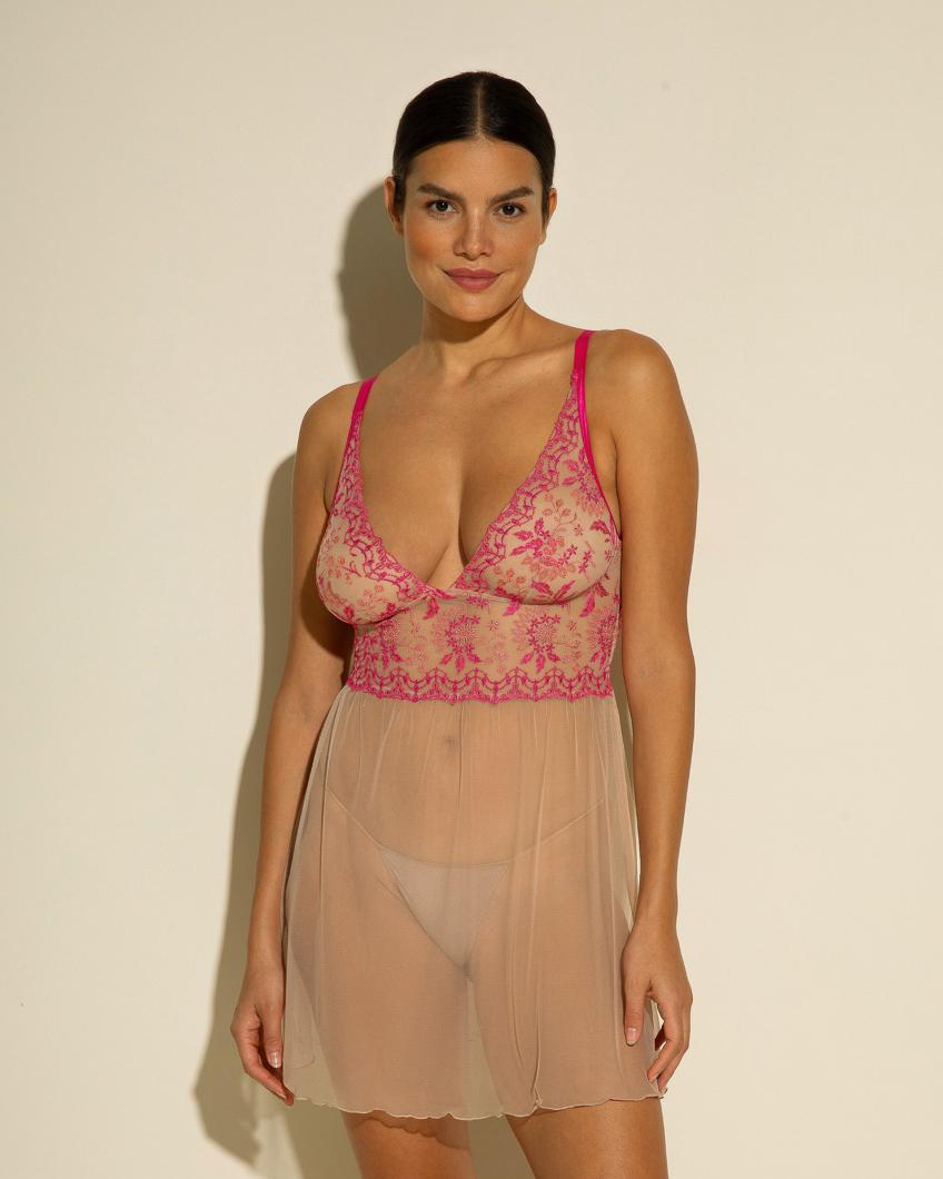 NIGHT DRESS - FLORI PINK