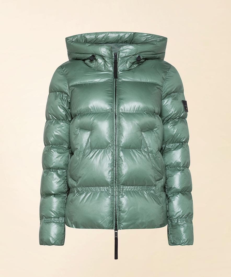 DOWN JACKET SHORT - DARK FOREST/GREEN LAGOON