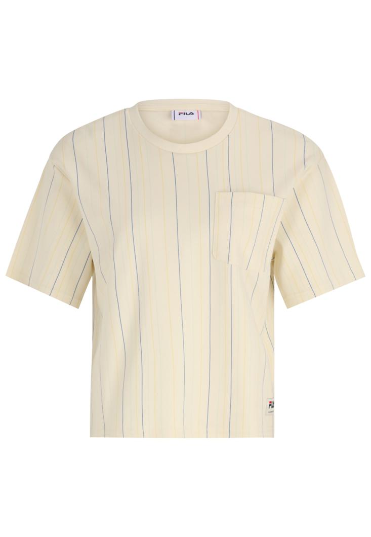 T-SHIRT - ANTIQUE WHITE/MULTICOLOR IRREGULAR STRIPED
