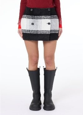 SKIRT - GREY/ORANGE SQUARE