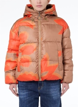 DOWN JACKET - BLACK/BROWN BACKGROUND PRINT