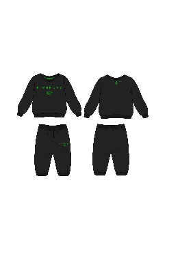SET 2: SWEATSHIRT + PANTS - BLACK/BLACK