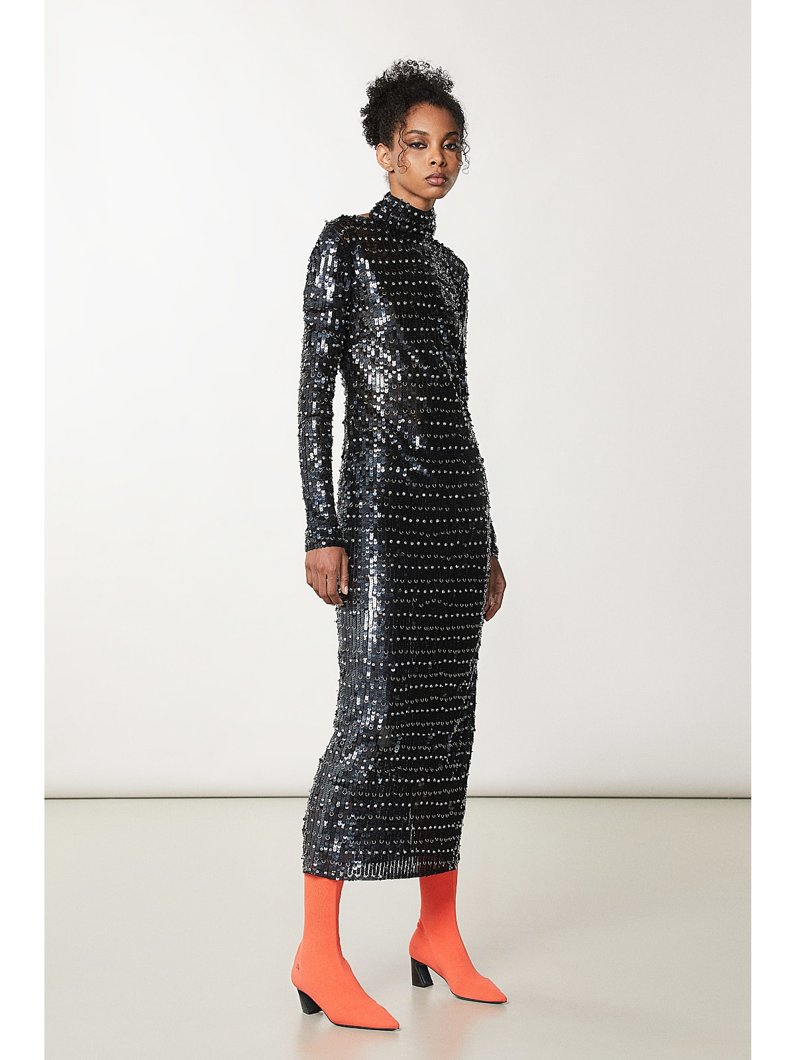 DRESS - BLACK SEQUINS&SILVER