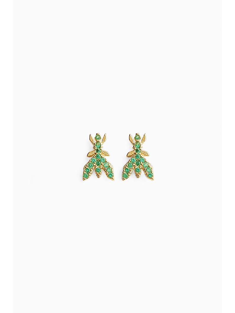 EARRINGS - GOLD & GREEN STRASS