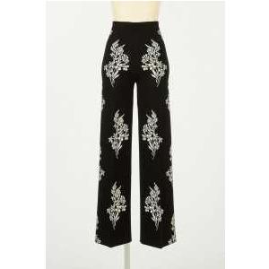 PANTS - JACQUARD FIORI NERO/ NEVE